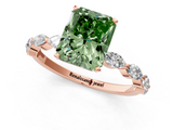Rose gold Fancy Green Radiant  Solitaire Marquise Side Stone Prong Setting Ring_45