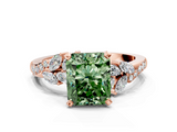 Rose gold Fancy Green Radiant  Solitaire Marquise Twist Band with Six-Prong Setting_62