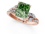 Rose gold Fancy Green Radiant  Solitaire Marquise Twist Band with Six-Prong Setting_63