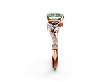 Rose gold Fancy Green Radiant  Solitaire Marquise Twist Band with Six-Prong Setting_64