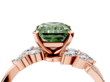Rose gold Fancy Green Radiant  Solitaire Marquise Twist Band with Six-Prong Setting_66