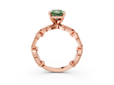 Rose gold Fancy Green Radiant  Solitaire Milgrain Diamond Engagement Ring with Bezel and Marquise Band_114