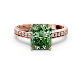Rose gold Fancy Green Radiant  Solitaire Pavé Band Prong Setting Ring_20