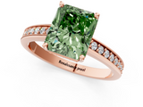 Rose gold Fancy Green Radiant  Solitaire Pavé Band Prong Setting Ring_21