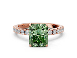 Rose gold Fancy Green Radiant  Solitaire Pavé Band with Four-Prong Setting_139