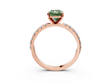 Rose gold Fancy Green Radiant  Solitaire Pavé Band with Four-Prong Setting_142