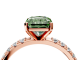 Rose gold Fancy Green Radiant  Solitaire Pavé Band with Four-Prong Setting_143