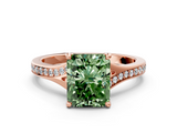 Rose gold Fancy Green Radiant  Solitaire Pavé Band with Four-Prong Setting_28