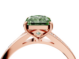 Rose gold Fancy Green Radiant  Solitaire Pavé Band with Four-Prong Setting_32