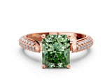 Rose gold Fancy Green Radiant  Solitaire Pavé Diamond Engagement Ring with Four-Prong Setting_140