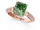 Rose gold Fancy Green Radiant  Solitaire Pavé Diamond Engagement Ring with Four-Prong Setting_141