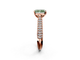 Rose gold Fancy Green Radiant  Solitaire Pavé Diamond Engagement Ring with Four-Prong Setting_142