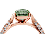 Rose gold Fancy Green Radiant  Solitaire Pavé Diamond Engagement Ring with Four-Prong Setting_144