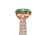 Rose gold Fancy Green Radiant  Solitaire Pavé Diamond Engagement Ring with Four-Prong Setting_145