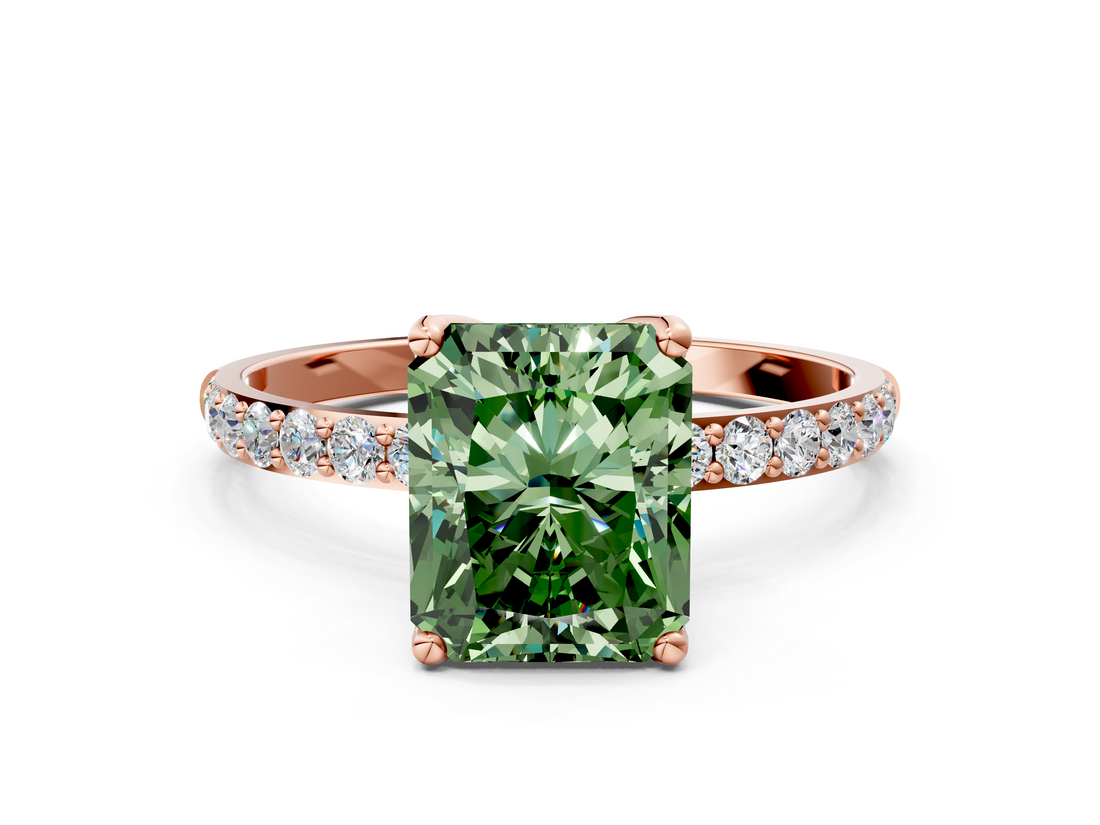 Rose gold Fancy Green Radiant  Solitaire Pavé Diamond Engagement Ring with Four-Prong Setting_39