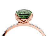 Rose gold Fancy Green Radiant  Solitaire Pavé Diamond Engagement Ring with Four-Prong Setting_43