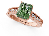 Rose gold Fancy Green Radiant  Solitaire Pavé Diamond Milgrain Engagement Ring with Four-Prong Setting_4