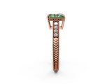Rose gold Fancy Green Radiant  Solitaire Pavé Diamond Milgrain Engagement Ring with Four-Prong Setting_5
