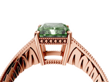 Rose gold Fancy Green Radiant  Solitaire Pavé Diamond Milgrain Engagement Ring with Four-Prong Setting_7