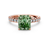 Rose gold Fancy Green Radiant  Solitaire Pave Diamond Engagement Ring with Four-Prong Setting_228