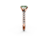 Rose gold Fancy Green Radiant  Solitaire Pave Diamond Engagement Ring with Four-Prong Setting_230