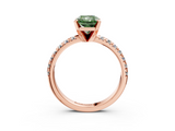 Rose gold Fancy Green Radiant  Solitaire Pave Diamond Engagement Ring with Four-Prong Setting_231