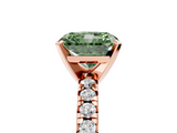 Rose gold Fancy Green Radiant  Solitaire Pave Diamond Engagement Ring with Four-Prong Setting_233