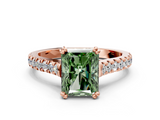 Rose gold Fancy Green Radiant  Solitaire Pave Diamond Engagement Ring with Prong Setting_20