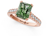 Rose gold Fancy Green Radiant  Solitaire Pave Diamond Engagement Ring with Prong Setting_21