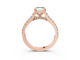Rose gold Fancy Green Radiant  Solitaire Pave Diamond Engagement Ring with Prong Setting_23