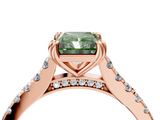 Rose gold Fancy Green Radiant  Solitaire Pave Diamond Engagement Ring with Prong Setting_24