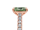 Rose gold Fancy Green Radiant  Solitaire Pave Diamond Engagement Ring with Prong Setting_25