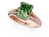 Rose gold Fancy Green Radiant  Solitaire Pave Split Shank Engagement Ring with Six-Prong Setting_54
