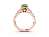 Rose gold Fancy Green Radiant  Solitaire Pave Split Shank Engagement Ring with Six-Prong Setting_56