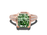Rose gold Fancy Green Radiant  Solitaire Pave Split Shank Ring with Four-Prong Setting_87