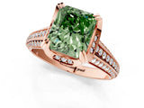 Rose gold Fancy Green Radiant  Solitaire Pave Split Shank Ring with Four-Prong Setting_88