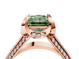 Rose gold Fancy Green Radiant  Solitaire Pave Split Shank Ring with Four-Prong Setting_91