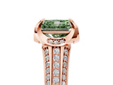 Rose gold Fancy Green Radiant  Solitaire Pave Split Shank Ring with Four-Prong Setting_92