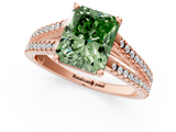 Rose gold Fancy Green Radiant  Solitaire Split Shank Pavé Diamond Engagement Ring_385