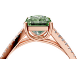 Rose gold Fancy Green Radiant  Solitaire Split Shank Pavé Diamond Engagement Ring_388