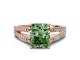 Rose gold Fancy Green Radiant  Solitaire Split Shank Pavé Diamond Engagement Ring_401