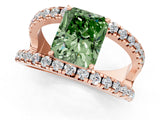 Rose gold Fancy Green Radiant  Solitaire Split Shank Pave Diamond Ring_50