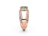 Rose gold Fancy Green Radiant  Solitaire Split Shank Pave Diamond Ring_51