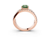 Rose gold Fancy Green Radiant  Solitaire Split Shank Pave Diamond Ring_52