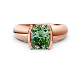 Rose gold Fancy Green Radiant  Solitaire Tension Set Diamond Ring with Wide Band_37