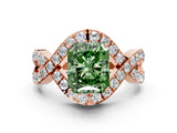 Rose gold Fancy Green Radiant  Solitaire Twist Band Pavé Diamond Engagement Ring_50