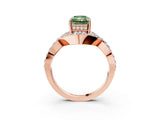 Rose gold Fancy Green Radiant  Solitaire Twist Band Pavé Diamond Engagement Ring_53