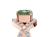 Rose gold Fancy Green Radiant  Solitaire Twist Band Pavé Diamond Engagement Ring_55