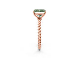 Rose gold Fancy Green Radiant  Solitaire Twist Band Ring with Four-Prong Setting_70