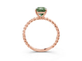 Rose gold Fancy Green Radiant  Solitaire Twist Band Ring with Four-Prong Setting_71